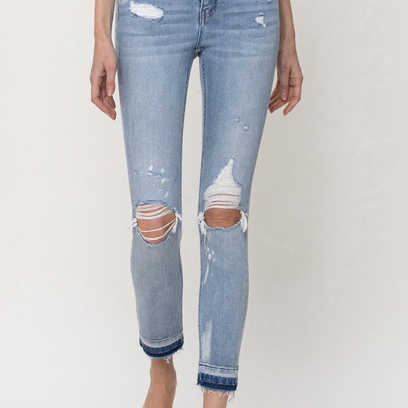Flying Monkey NWT Mid Rise Distressed Crop Skinny Jeans in Beach House - Picture 6 of 7